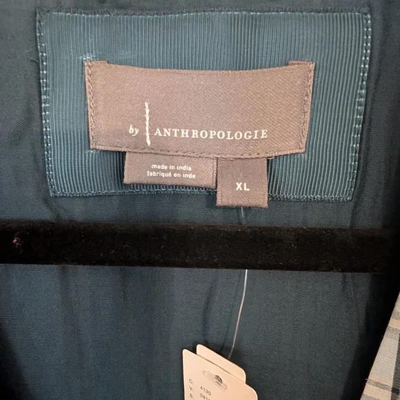 Anthropologie Teal Plaid Midi Dress with Smocked Waist - Picture 9 of 9